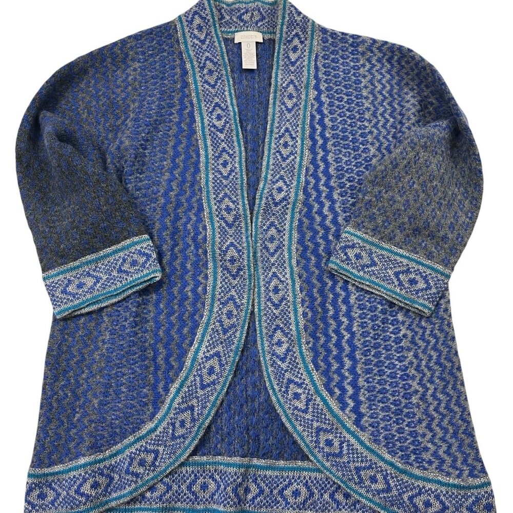 Chico's Women's Open Fair Isle Cardigan Sweater Women's 0(4)